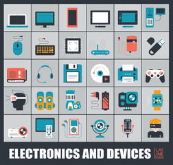 Set of electronic device icons. 
Icons related to electronic and devices.
