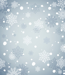 Winter Holiday Background with snow. Blue Christmas snowflakes background for banner or greeting card