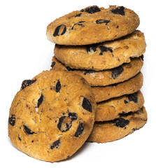 Chocolate chip cookie isolated on white background
