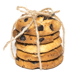 Chocolate chip cookie isolated on white background