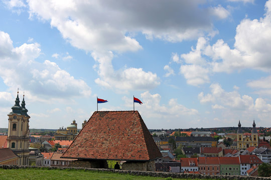 view from the fortress to the city of Eger Hungary