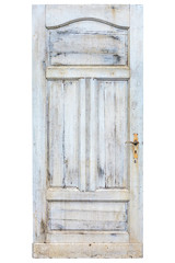 Alte verwitterte Tür mit rissiger weißer Farbe