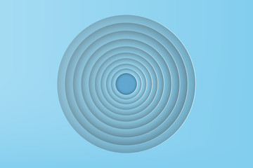 Paper art of blue circle with shadow background,vector