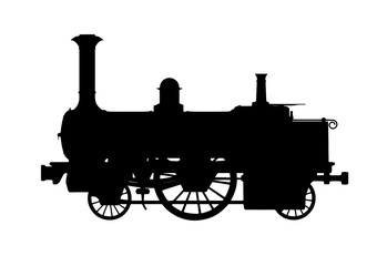 Fototapeta na wymiar silhouette of a steam locomotive on white background vector