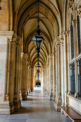 Courtyard of city hall in Vienna also know as Rathaus, Austria