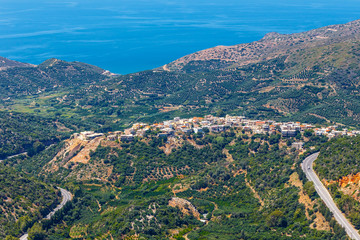 Fototapeta na wymiar Beautiful mountain landscape near Kritsa Village, Katharo Plateau, Crete, Greece