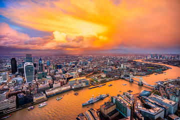 Tower Bridge, view from the Shard, London, UK