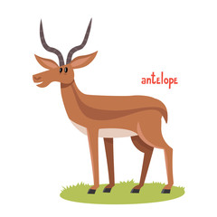 Cute antelope in cartoon style.