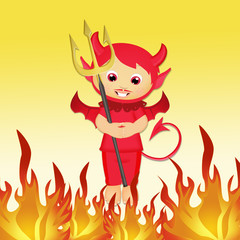 the devil among the flames of hell