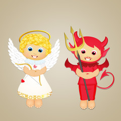 angel and devil cartoon