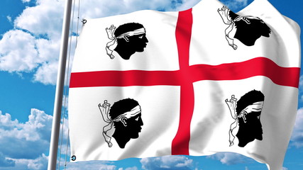 Waving flag of Sardinia, a region of Italy. 3D rendering - obrazy, fototapety, plakaty