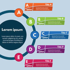 Five steps infographic design elements. Step by step infographic design template. Vector illustration
