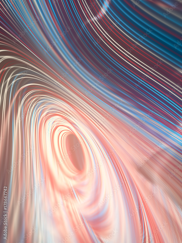 Aufkleber Digital colored lines abstract background. 3d rendering