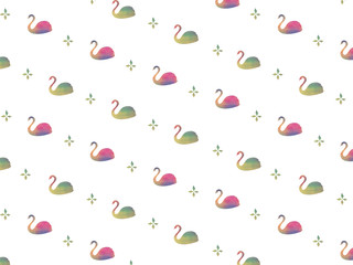 水彩風スワンパターンの背景素材2 white