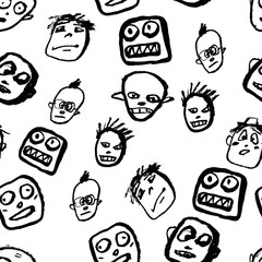 Doodles faces pattern