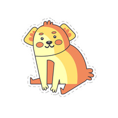 Cute funny puppy colorful cloth patch, applique for decoration kids clothing cartoon vector Illustration