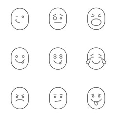 Smiles linear icons set