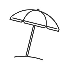 Beach umbrella linear icon - obrazy, fototapety, plakaty