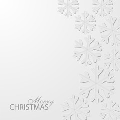 White Christmas snowflakes cut out of paper. Template for Christmas and New Year cards. Festive winter background. Vector illustration