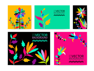 Abstract trendy illustration background, placard, floral stylized cactus otomi succulent plant, style flat and 3d design elements. Unique art for covers, banners, flyers and posters.