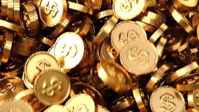 stream of gold coins with dollar sign. high-quality animation.