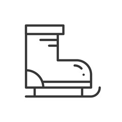 Figure skates thin line icon. Outline sport decorated pictogram. Winter element. Vector simple flat linear ice skates design. Logo illustration. Figure skating symbol.