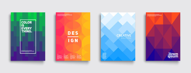 Colorful mosaic covers design. Minimal geometric pattern gradients. Eps10 vector.