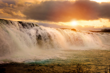 Fototapeta premium Faxi Waterfal Icelandic scenery