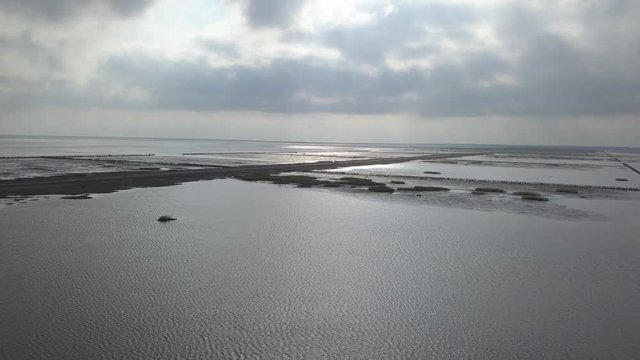 Wadden sea Unesco national park near Mand&oslash; island jutland north sea Denmark Europe &ndash; 4K Aerial