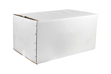 Caja blanca embalaje de cartón con fondo blanco