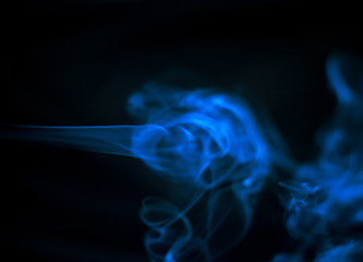 blue Smoke on black background , beautiful smoke,Fluffy Puffs of Smoke