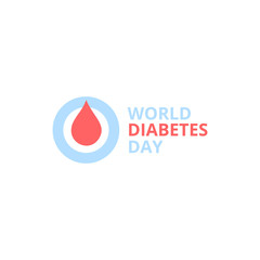 World diabetes day, abstract vector logo. Red blood drop in a blue round frame.