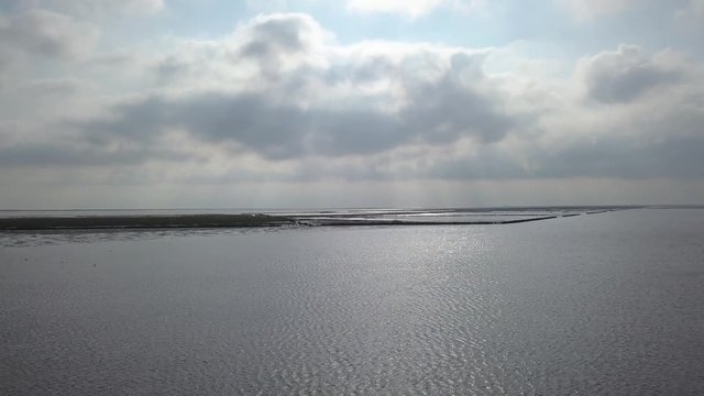 Wadden sea Unesco national park near Mand&oslash; island jutland north sea Denmark Europe &ndash; 4K Aerial