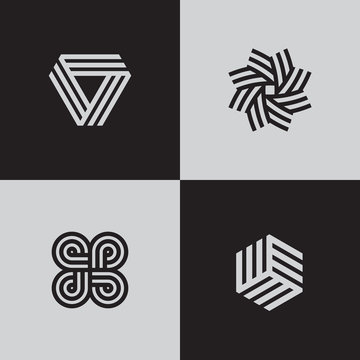 Minimal geometric logotypes. Trendy futuristic symbols. Eps10 vector.