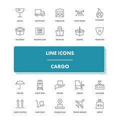 Line icons set. Cargo