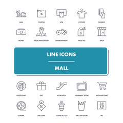Line icons set. Mall