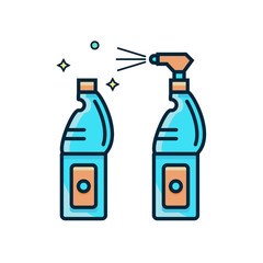 Spray bottle flat color line icon. Handy sprayer trigger vector