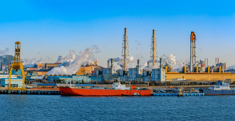 Fototapeta premium Industrial landscape on South Korea coastline.