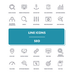 Line icons set. Seo