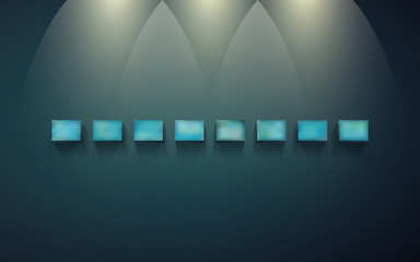 Obraz premium Row of shelves for displaying on dark wall