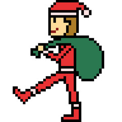 Obraz premium vector pixel art santa bag
