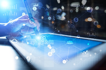 Template for text, Virtual screen Background with icons. Business, internet technology and networking concept.