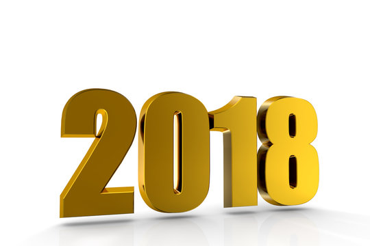 golden happy new year 2018 3d illustration