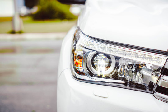 Car Headlight In Front