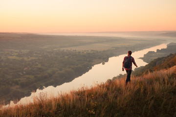 Walking traveler on nature © kegfire