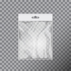 Transparent plastic bag template packaging with hang slot