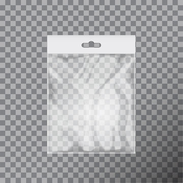 Transparent plastic bag template packaging with hang slot