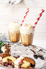 Cappuccino in two long glasses