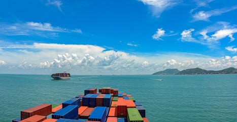 Industrial container ship approaches to the Vung Tau peninsula.