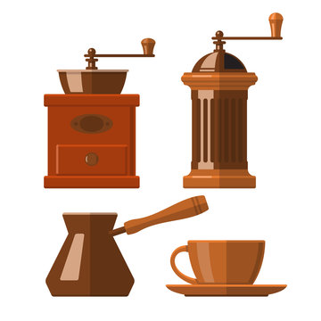Set of icons of coffee accessories